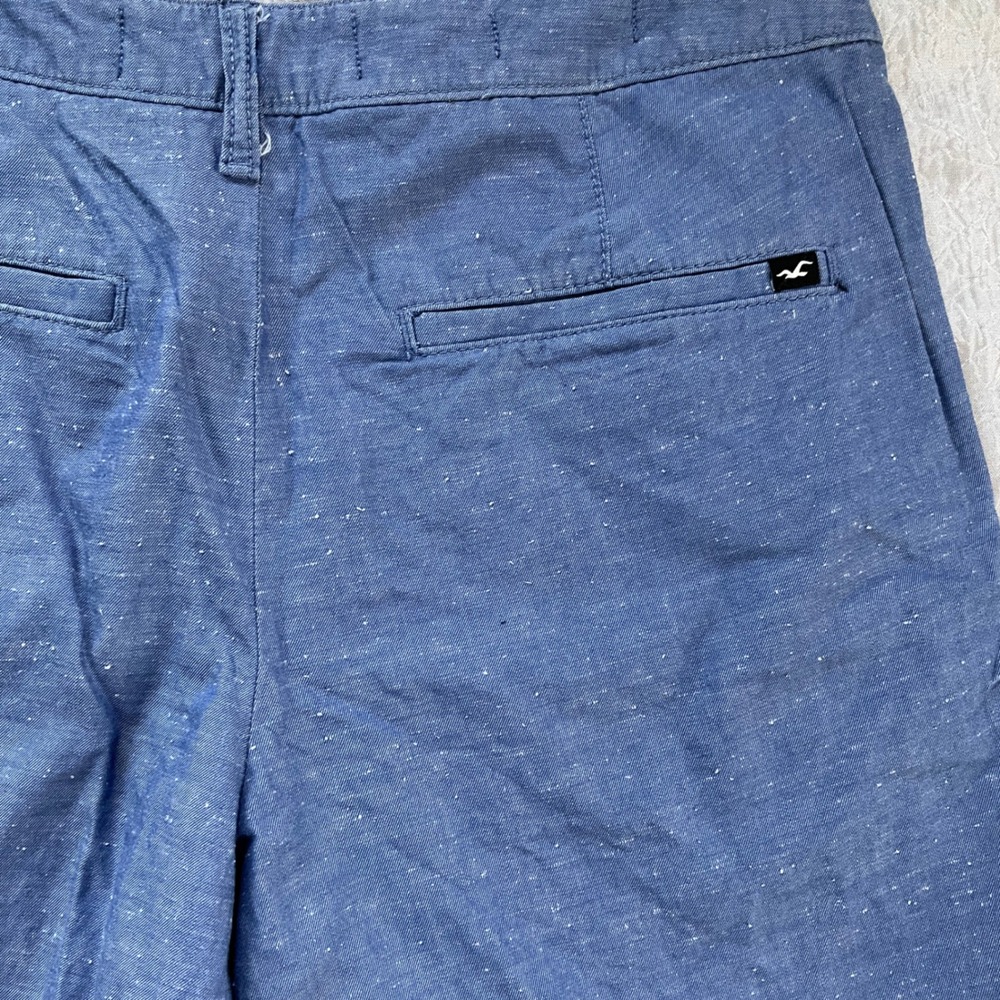 Hollister Classic Short Mens 30 Blue Marled Speckled Flat Front Cotton Shorts - Picture 4 of 8